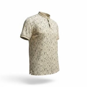 Mantra Men's XL Blade Collar Polo Shirt Toucan Print Beige Performance